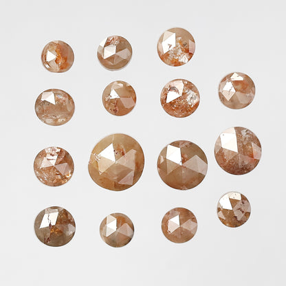 15 Pcs Round Rose cut Treated Red Diamonds | 3.67 Ct 3 mm to 5 mm Loose Diamond Lot for Jewelry