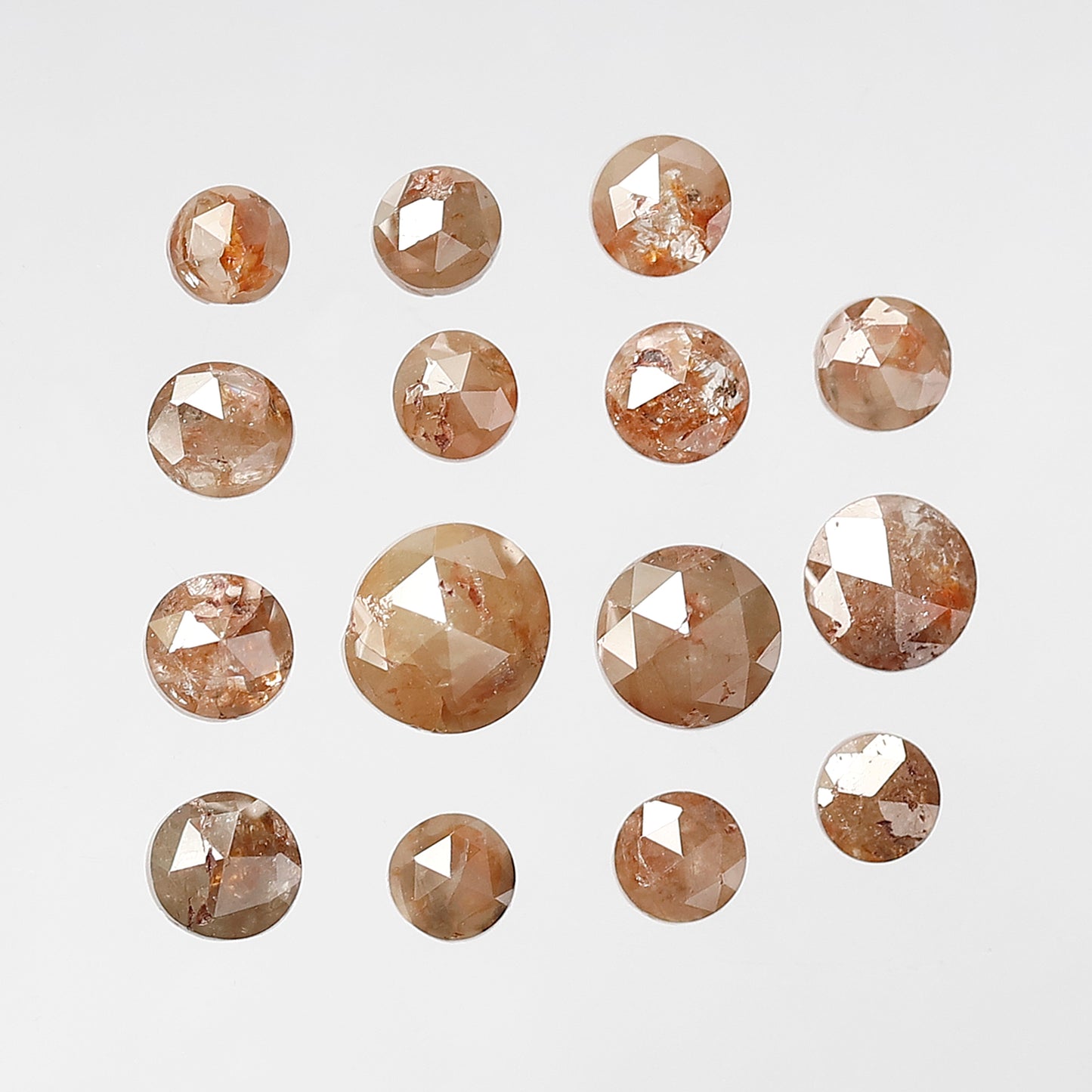 15 Pcs Round Rose cut Treated Red Diamonds | 3.67 Ct 3 mm to 5 mm Loose Diamond Lot for Jewelry