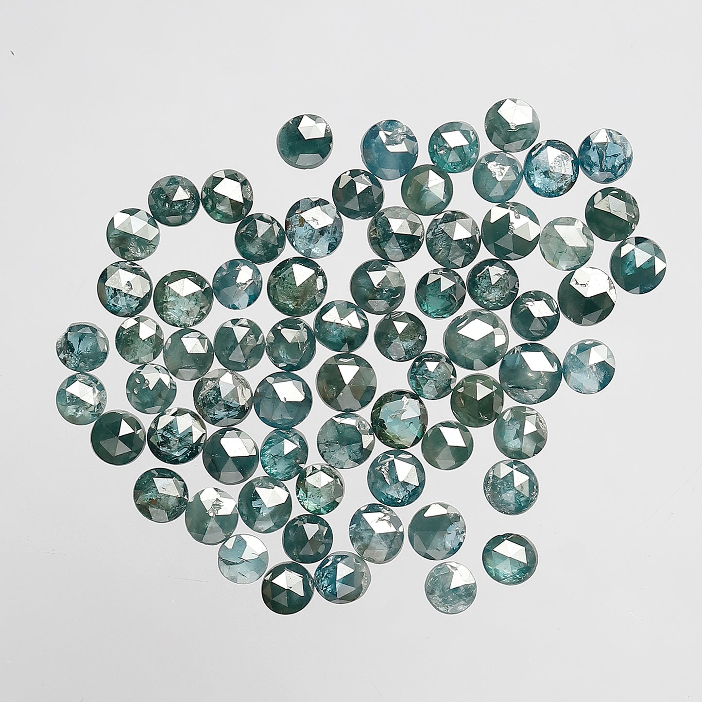 4.22 Ct AA Round Rose Cut Diamonds | Treated Blue 2–2.7 mm Loose Diamond Lot