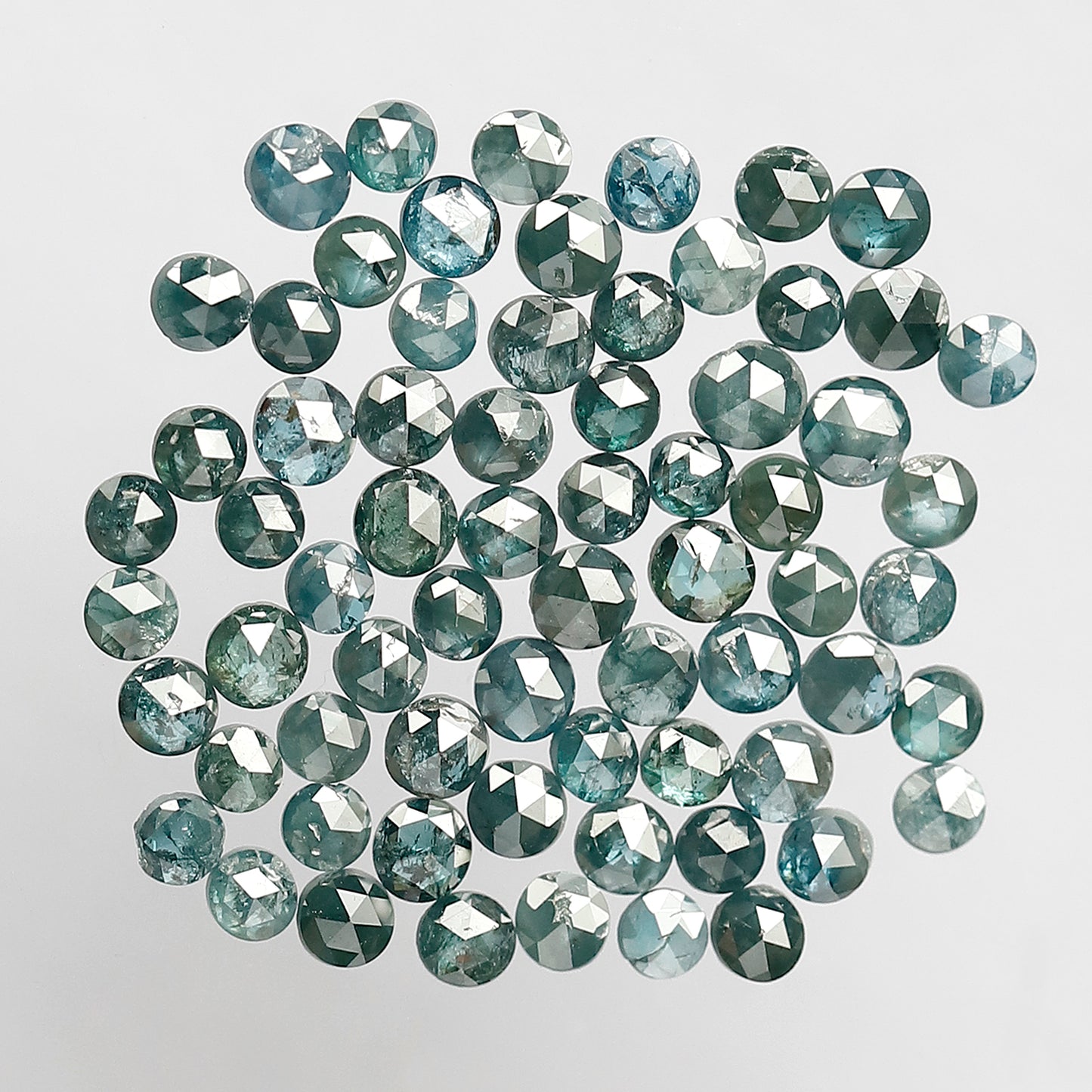 4.22 Ct AA Round Rose Cut Diamonds | Treated Blue 2–2.7 mm Loose Diamond Lot