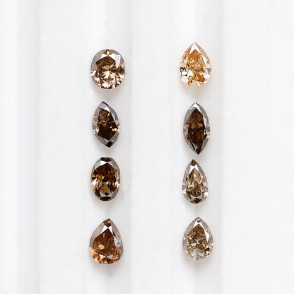 0.97 CT Natural Loose Diamond 3.5 to 4.5 MM 8 Pieces Mix Fancy Champagne Color Diamond Pear cut Marquise Shape, Oval Cut Diamond For Jewelry