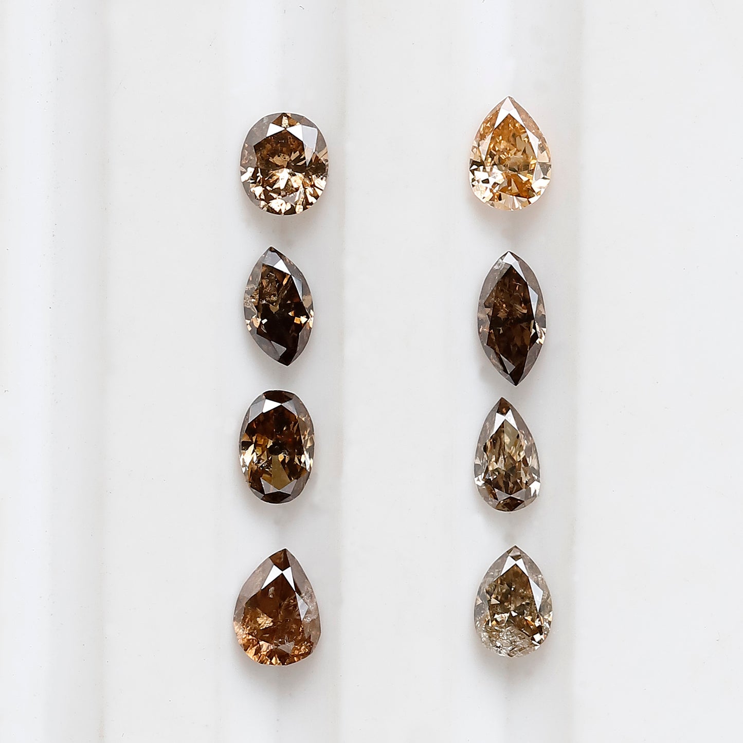 0.97 CT Natural Loose Diamond 3.5 to 4.5 MM 8 Pieces Mix Fancy Champagne Color Diamond Pear cut Marquise Shape, Oval Cut Diamond For Jewelry