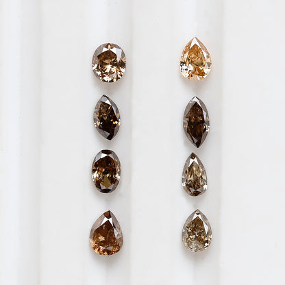 0.97 CT Natural Loose Diamond 3.5 to 4.5 MM 8 Pieces Mix Fancy Champagne Color Diamond Pear cut Marquise Shape, Oval Cut Diamond For Jewelry