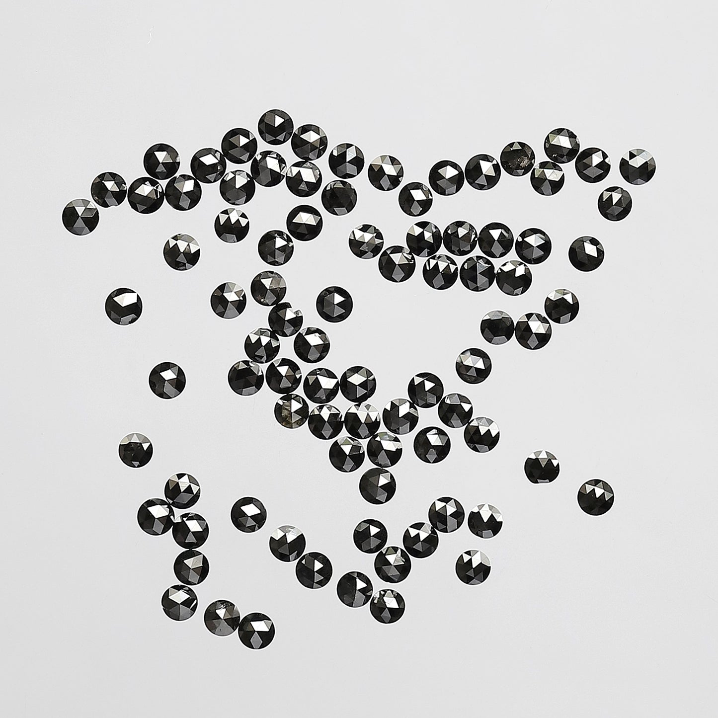 AAA Top Quality 1.00 Ct Treated Black Round Rose Cut Diamonds | 1.3 mm Loose Diamond Lot | 86 Pcs