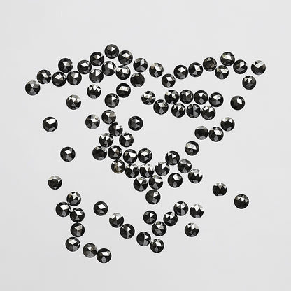 AAA Top Quality 1.00 Ct Treated Black Round Rose Cut Diamonds | 1.3 mm Loose Diamond Lot | 86 Pcs