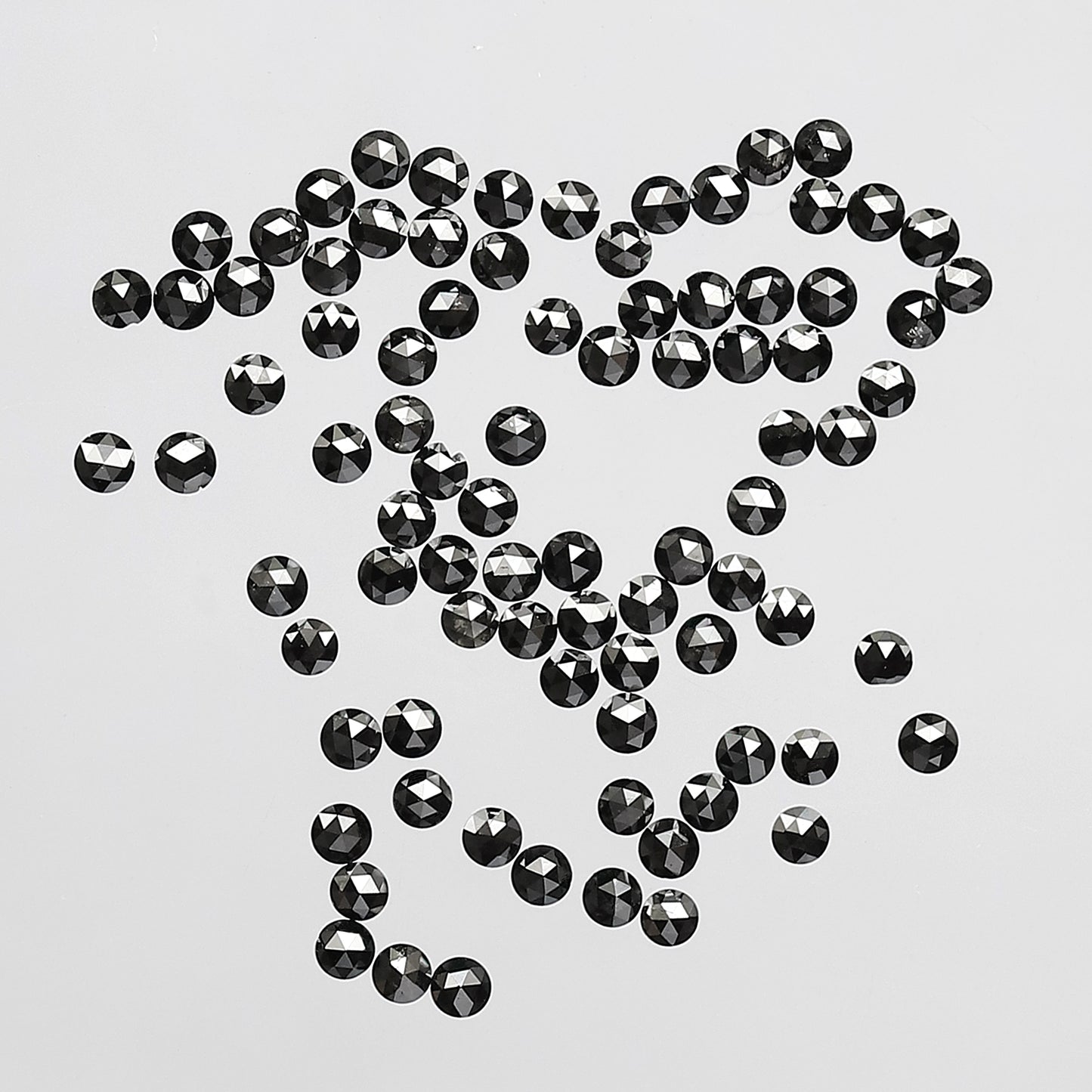 AAA Top Quality 1.00 Ct Treated Black Round Rose Cut Diamonds | 1.3 mm Loose Diamond Lot | 86 Pcs
