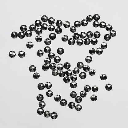 AAA Top Quality 1.00 Ct Treated Black Round Rose Cut Diamonds | 1.3 mm Loose Diamond Lot | 86 Pcs