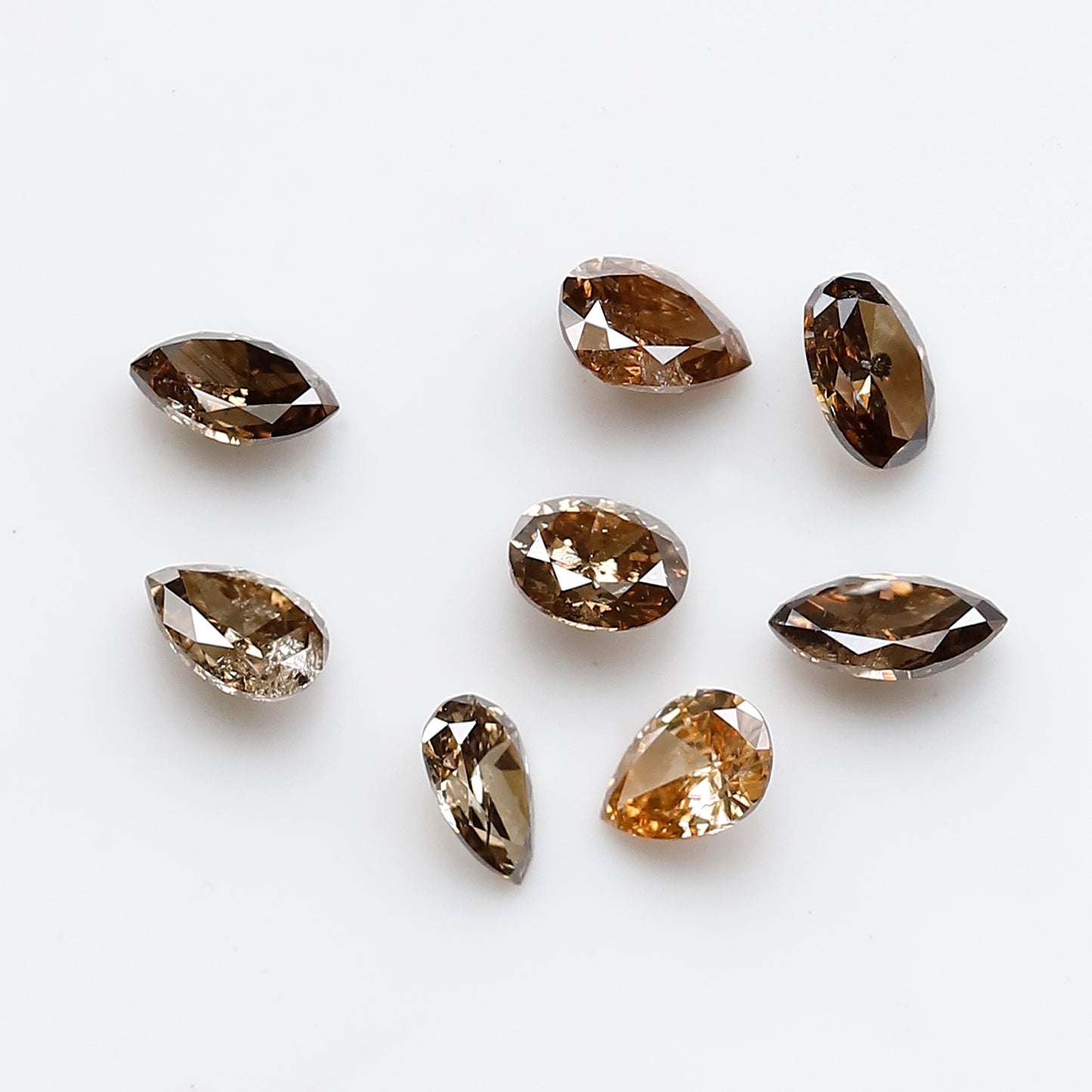 0.97 CT Natural Loose Diamond 3.5 to 4.5 MM 8 Pieces Mix Fancy Champagne Color Diamond Pear cut Marquise Shape, Oval Cut Diamond For Jewelry