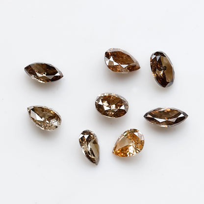 0.97 CT Natural Loose Diamond 3.5 to 4.5 MM 8 Pieces Mix Fancy Champagne Color Diamond Pear cut Marquise Shape, Oval Cut Diamond For Jewelry