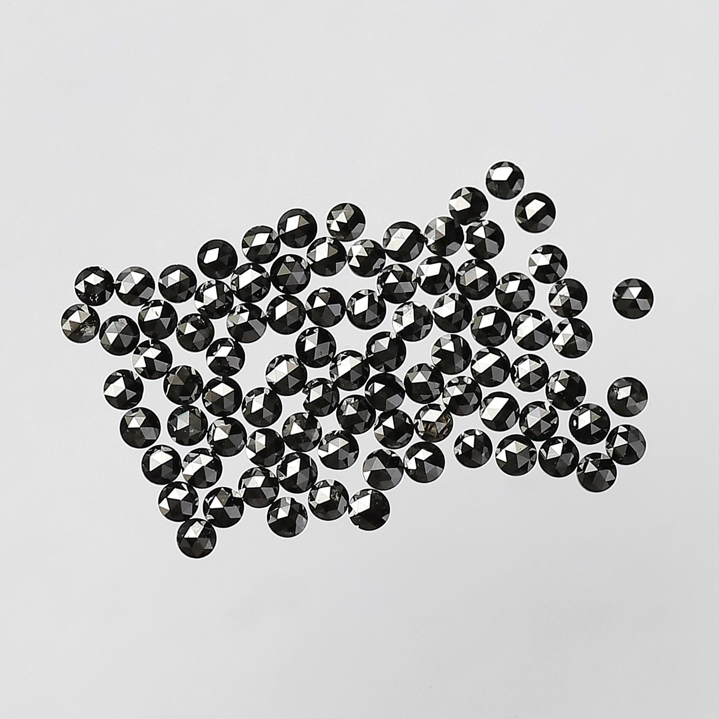 AAA Top Quality 1.00 Ct Treated Black Round Rose Cut Diamonds | 1.3 mm Loose Diamond Lot | 86 Pcs