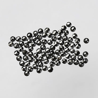 AAA Top Quality 1.00 Ct Treated Black Round Rose Cut Diamonds | 1.3 mm Loose Diamond Lot | 86 Pcs