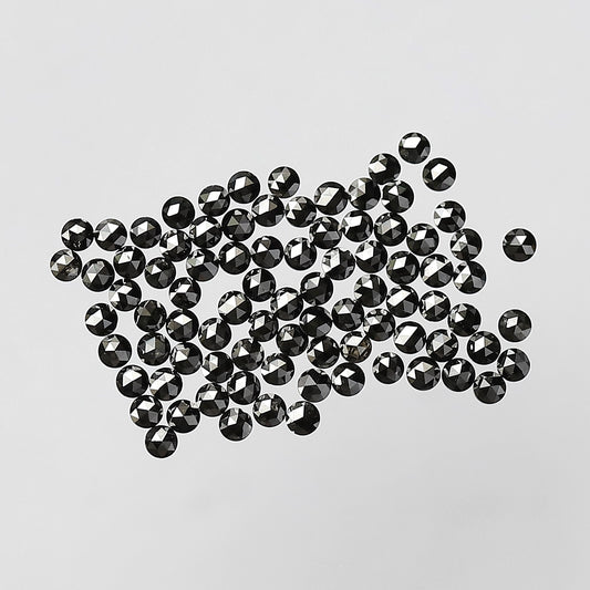 AAA Top Quality 1.00 Ct Treated Black Round Rose Cut Diamonds | 1.3 mm Loose Diamond Lot | 86 Pcs