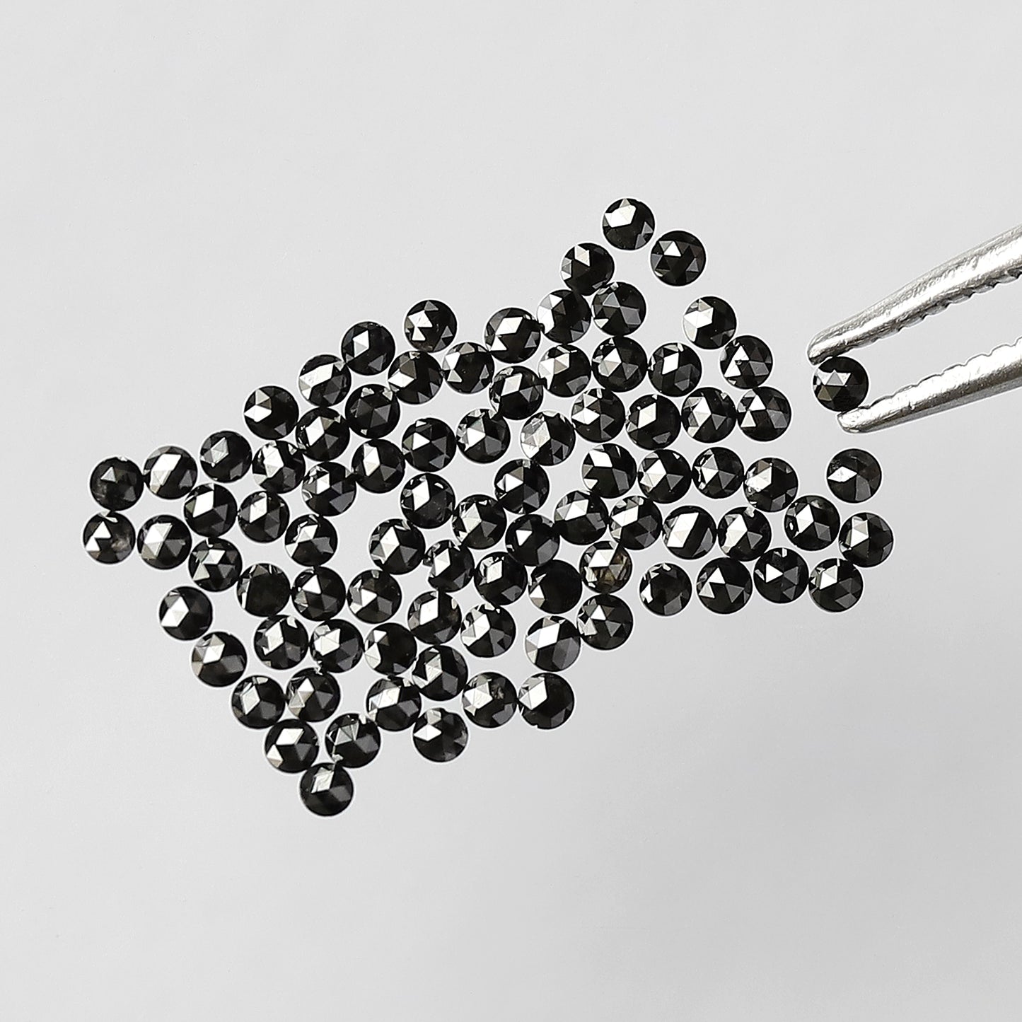 AAA Top Quality 1.00 Ct Treated Black Round Rose Cut Diamonds | 1.3 mm Loose Diamond Lot | 86 Pcs