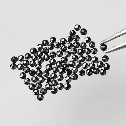 AAA Top Quality 1.00 Ct Treated Black Round Rose Cut Diamonds | 1.3 mm Loose Diamond Lot | 86 Pcs