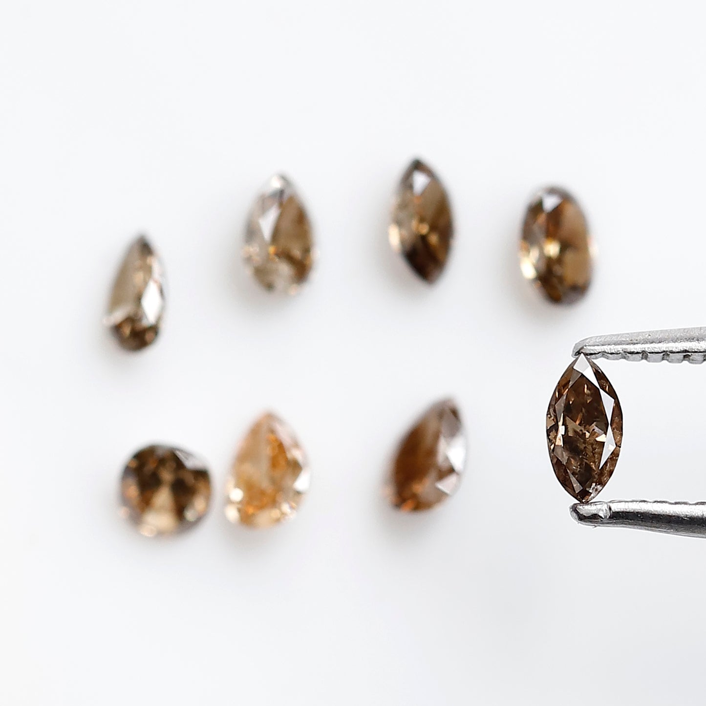 0.97 CT Natural Loose Diamond 3.5 to 4.5 MM 8 Pieces Mix Fancy Champagne Color Diamond Pear cut Marquise Shape, Oval Cut Diamond For Jewelry