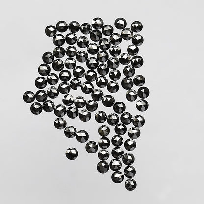 AAA Top Quality 1.00 Ct Treated Black Round Rose Cut Diamonds | 1.3 mm Loose Diamond Lot | 86 Pcs