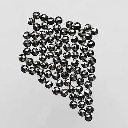 AAA Top Quality 1.00 Ct Treated Black Round Rose Cut Diamonds | 1.3 mm Loose Diamond Lot | 86 Pcs