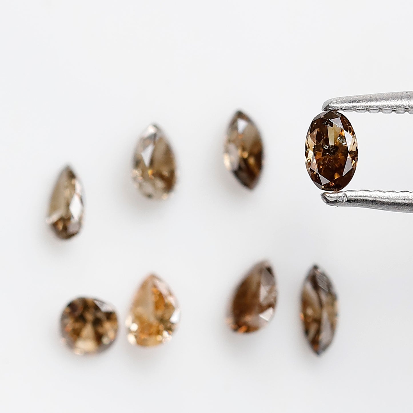 0.97 CT Natural Loose Diamond 3.5 to 4.5 MM 8 Pieces Mix Fancy Champagne Color Diamond Pear cut Marquise Shape, Oval Cut Diamond For Jewelry