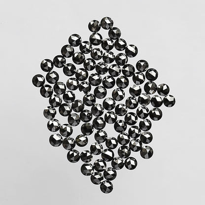 AAA Top Quality 1.00 Ct Treated Black Round Rose Cut Diamonds | 1.3 mm Loose Diamond Lot | 86 Pcs