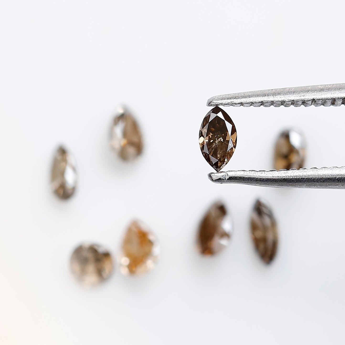 0.97 CT Natural Loose Diamond 3.5 to 4.5 MM 8 Pieces Mix Fancy Champagne Color Diamond Pear cut Marquise Shape, Oval Cut Diamond For Jewelry