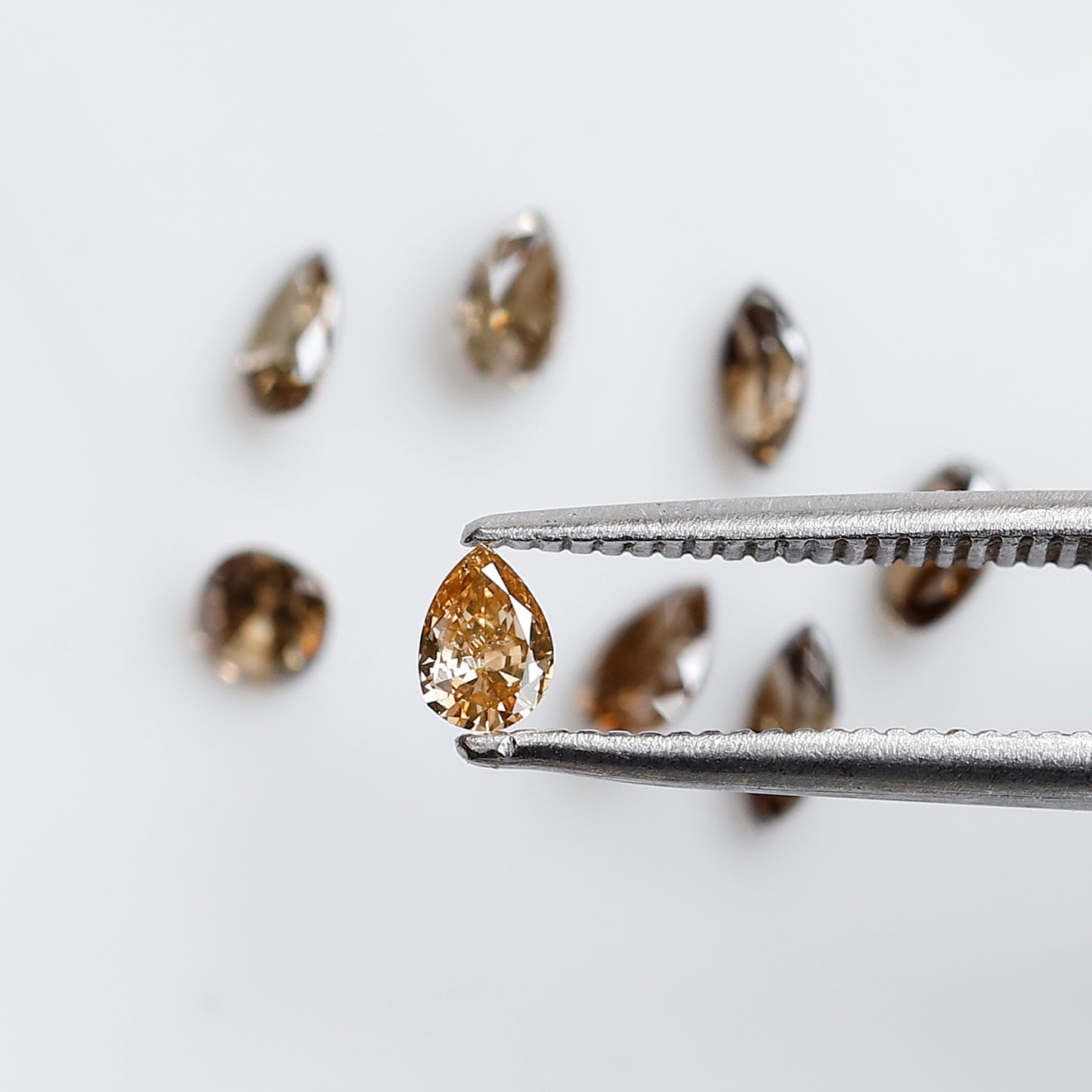 0.97 CT Natural Loose Diamond 3.5 to 4.5 MM 8 Pieces Mix Fancy Champagne Color Diamond Pear cut Marquise Shape, Oval Cut Diamond For Jewelry