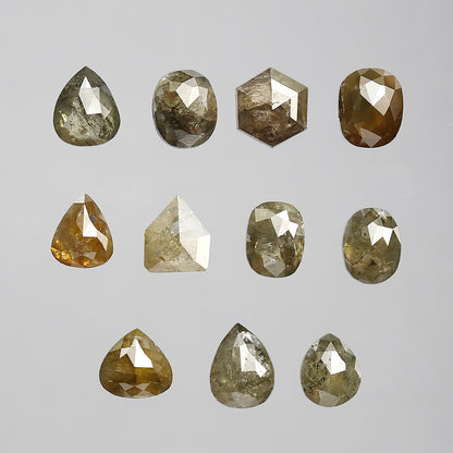 5.00 Ct Mixed Shape Rustic Diamond Lot | 11 Pcs Fancy Color 4.8–5.7 mm Natural Loose Diamonds