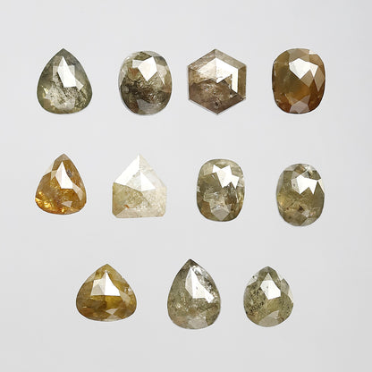 5.00 Ct Mixed Shape Rustic Diamond Lot | 11 Pcs Fancy Color 4.8–5.7 mm Natural Loose Diamonds