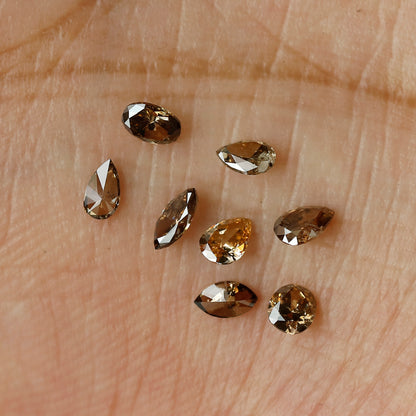 0.97 CT Natural Loose Diamond 3.5 to 4.5 MM 8 Pieces Mix Fancy Champagne Color Diamond Pear cut Marquise Shape, Oval Cut Diamond For Jewelry