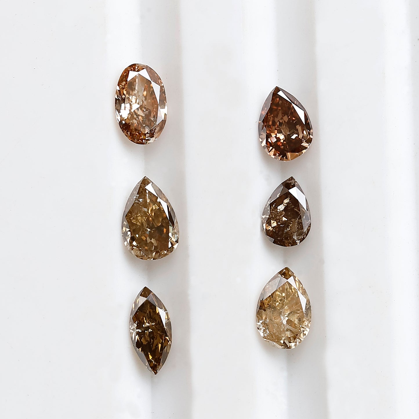 0.98 CT Natural Loose Diamonds 4.0 to 5.0 MM Mix Shape Of Fancy Diamonds Champagne Color Pear Cut, Oval Cut, Marquise Shape For 6 Pieces
