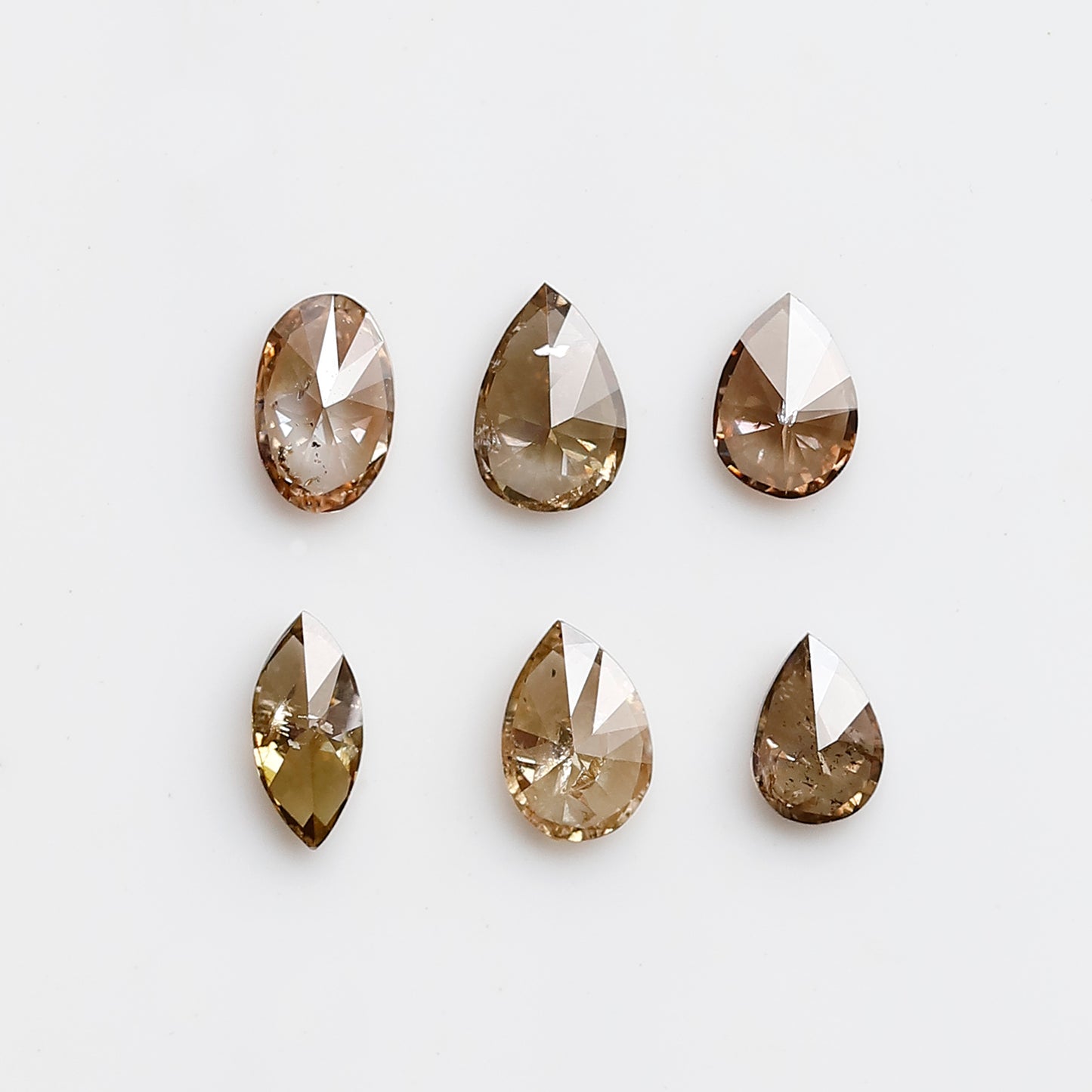 0.98 CT Natural Loose Diamonds 4.0 to 5.0 MM Mix Shape Of Fancy Diamonds Champagne Color Pear Cut, Oval Cut, Marquise Shape For 6 Pieces