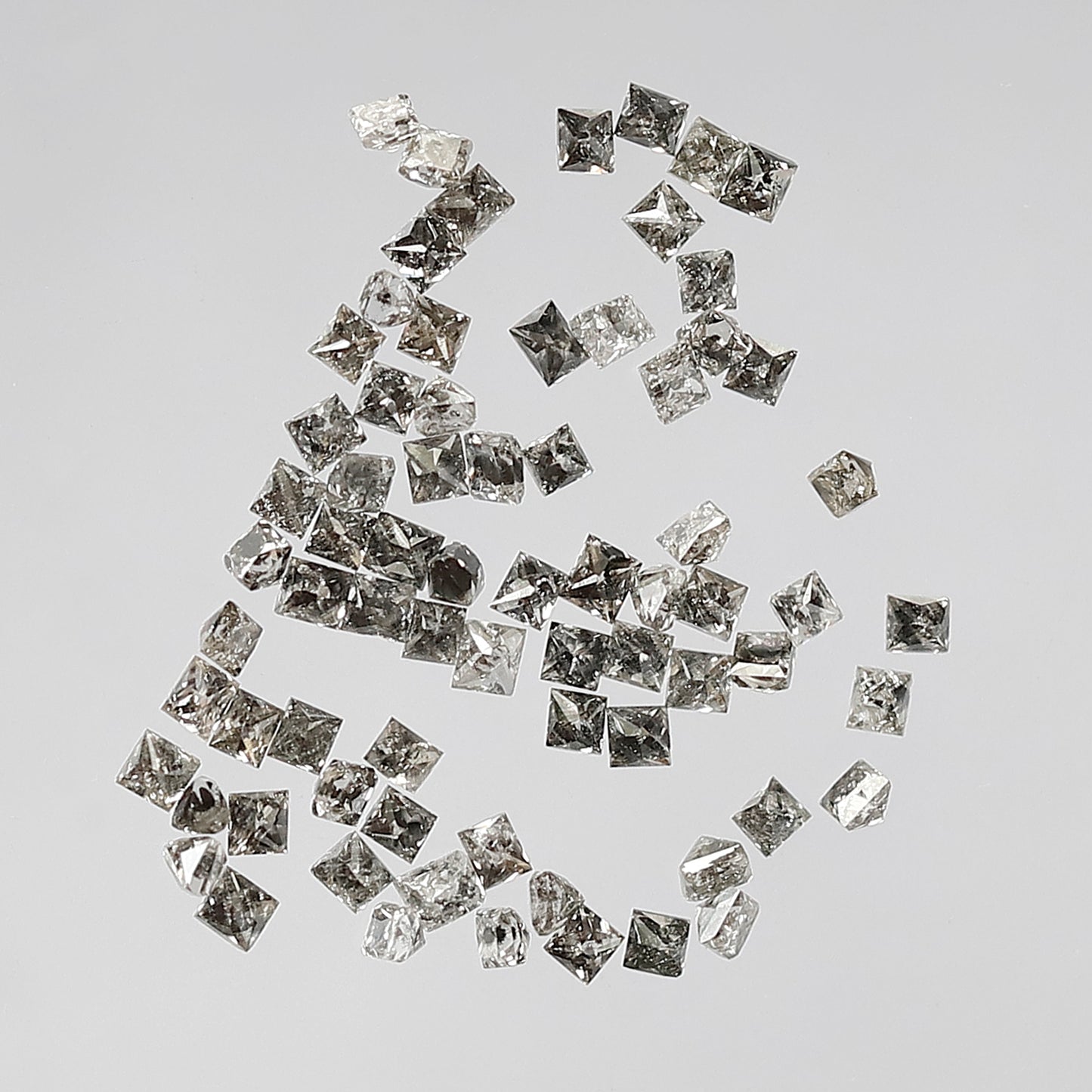 1.08 Ct Princess Cut Diamond Lot | 73 Pcs Gray Black Salt & Pepper Natural Loose Diamonds