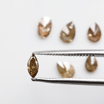 0.98 CT Natural Loose Diamonds 4.0 to 5.0 MM Mix Shape Of Fancy Diamonds Champagne Color Pear Cut, Oval Cut, Marquise Shape For 6 Pieces
