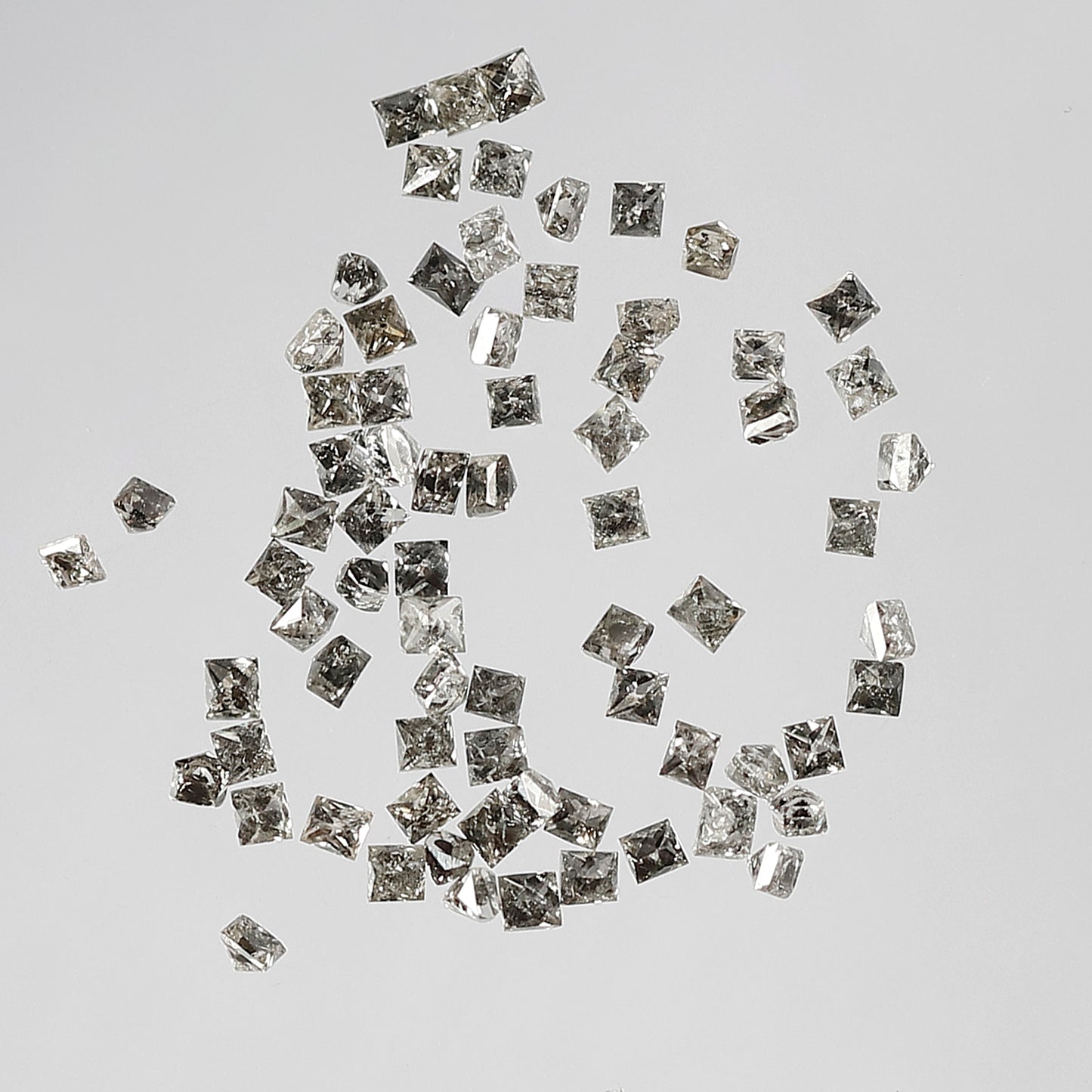 1.08 Ct Princess Cut Diamond Lot | 73 Pcs Gray Black Salt & Pepper Natural Loose Diamonds