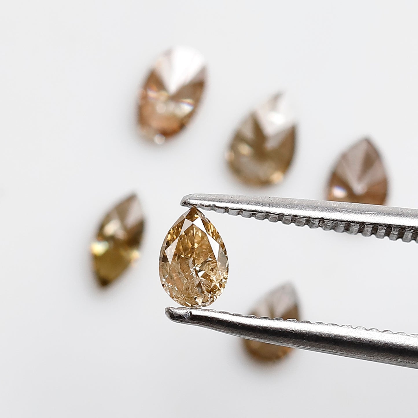 0.98 CT Natural Loose Diamonds 4.0 to 5.0 MM Mix Shape Of Fancy Diamonds Champagne Color Pear Cut, Oval Cut, Marquise Shape For 6 Pieces