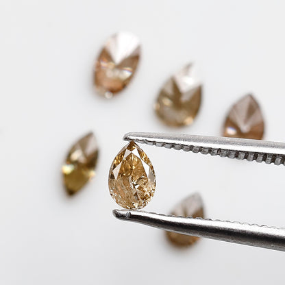 0.98 CT Natural Loose Diamonds 4.0 to 5.0 MM Mix Shape Of Fancy Diamonds Champagne Color Pear Cut, Oval Cut, Marquise Shape For 6 Pieces