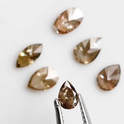 0.98 CT Natural Loose Diamonds 4.0 to 5.0 MM Mix Shape Of Fancy Diamonds Champagne Color Pear Cut, Oval Cut, Marquise Shape For 6 Pieces