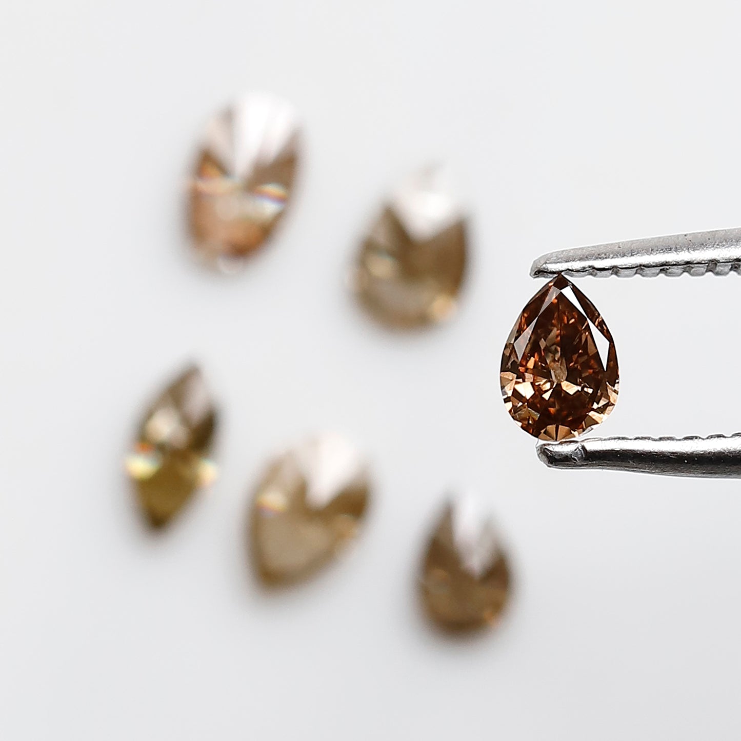 0.98 CT Natural Loose Diamonds 4.0 to 5.0 MM Mix Shape Of Fancy Diamonds Champagne Color Pear Cut, Oval Cut, Marquise Shape For 6 Pieces