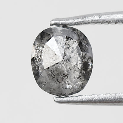 1.19 CT oval Shape Salt and Pepper Diamond 6.40 MM black grey Color Loose Natural Diamond For Wedding Ring