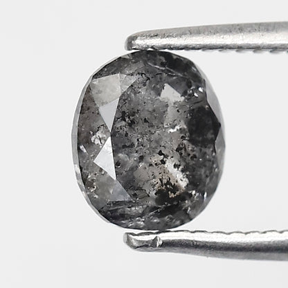 1.19 CT oval Shape Salt and Pepper Diamond 6.40 MM black grey Color Loose Natural Diamond For Wedding Ring