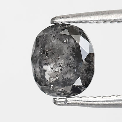 1.19 CT oval Shape Salt and Pepper Diamond 6.40 MM black grey Color Loose Natural Diamond For Wedding Ring