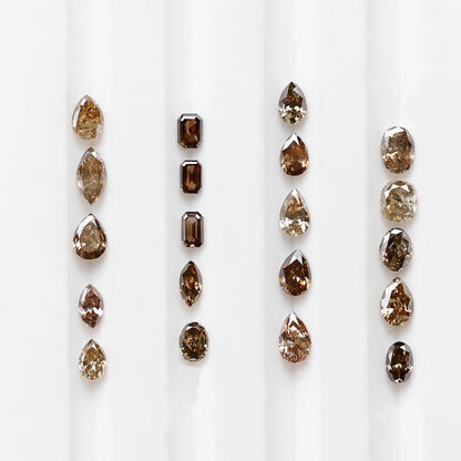 1.49 CT Natural Loose Diamonds 2.5 To 4.5 MM Fancy Diamonds Mix Lot Of Champagne Color Pear Cut, Oval Cut, Marquise Cut, Emerald Cut Diamonds