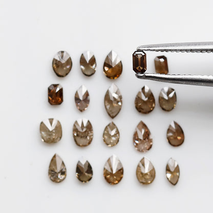 1.49 CT Natural Loose Diamonds 2.5 To 4.5 MM Fancy Diamonds Mix Lot Of Champagne Color Pear Cut, Oval Cut, Marquise Cut, Emerald Cut Diamonds