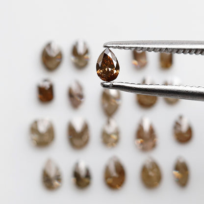 1.49 CT Natural Loose Diamonds 2.5 To 4.5 MM Fancy Diamonds Mix Lot Of Champagne Color Pear Cut, Oval Cut, Marquise Cut, Emerald Cut Diamonds