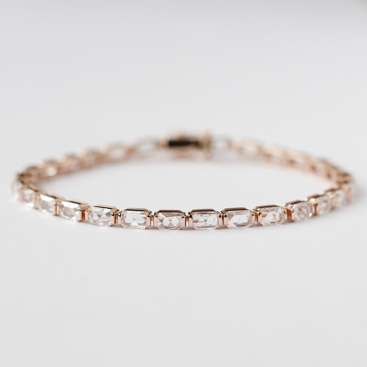 14K Rose Gold Emerald Cut Lab Grown Diamond Tennis Bracelet – 7 Inch