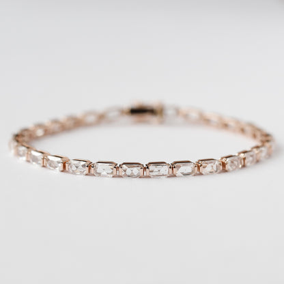 14K Rose Gold Emerald Cut Lab Grown Diamond Tennis Bracelet – 7 Inch