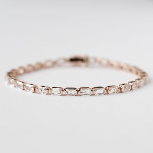 14K Rose Gold Emerald Cut Lab Grown Diamond Tennis Bracelet – 7 Inch