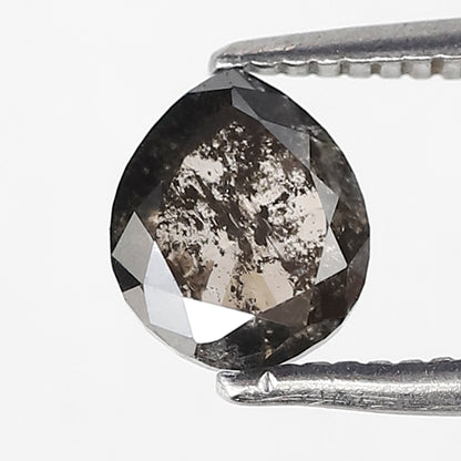 0.98 CT Pear Shape Salt and Pepper 6 MM black grey Color Loose Natural Diamond For Wedding Ring