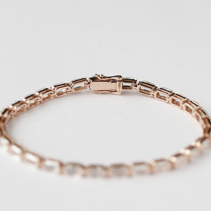 14K Rose Gold Emerald Cut Lab Grown Diamond Tennis Bracelet – 7 Inch
