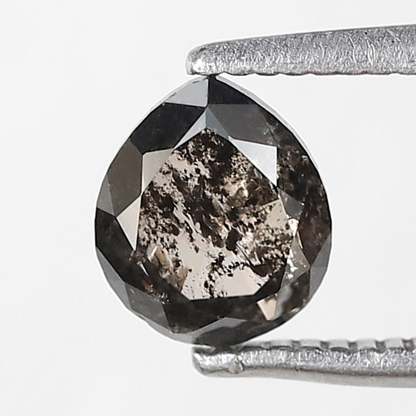 0.98 CT Pear Shape Salt and Pepper 6 MM black grey Color Loose Natural Diamond For Wedding Ring