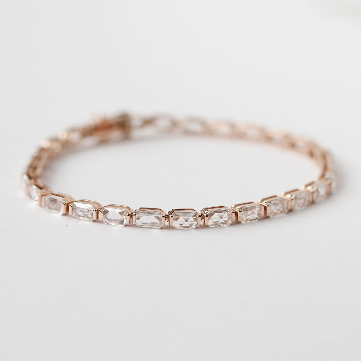 14K Rose Gold Emerald Cut Lab Grown Diamond Tennis Bracelet – 7 Inch